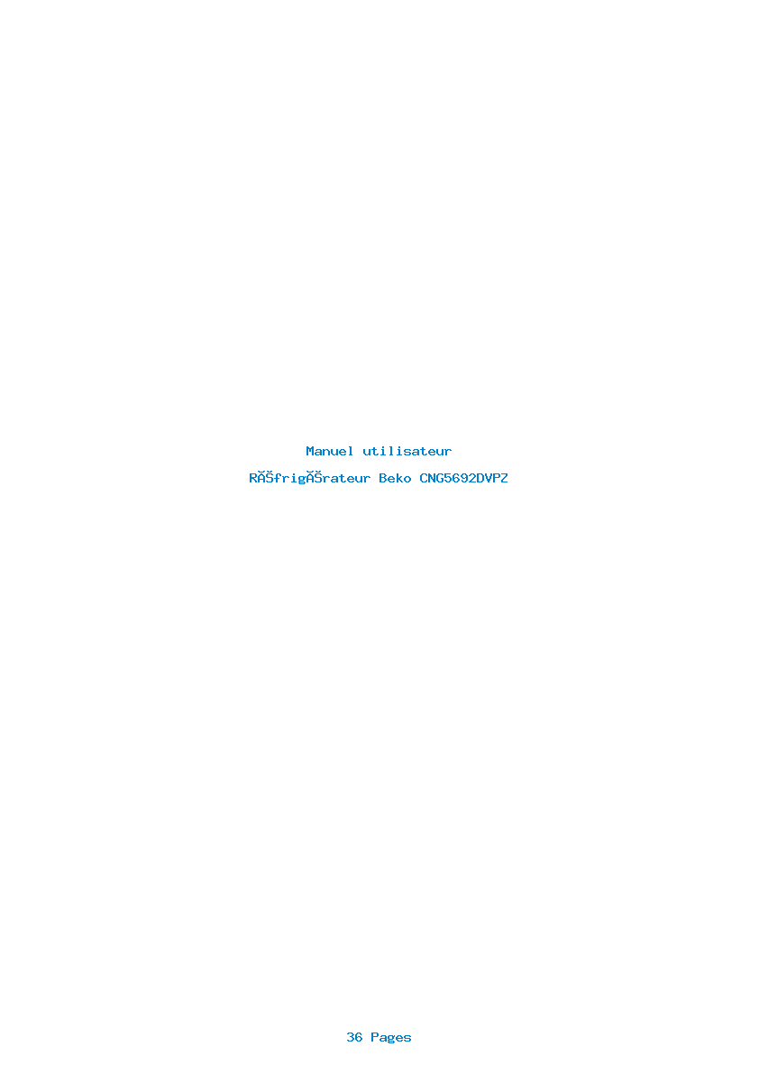 Page 1 de la notice Manuel utilisateur Beko CNG5692DVPZ