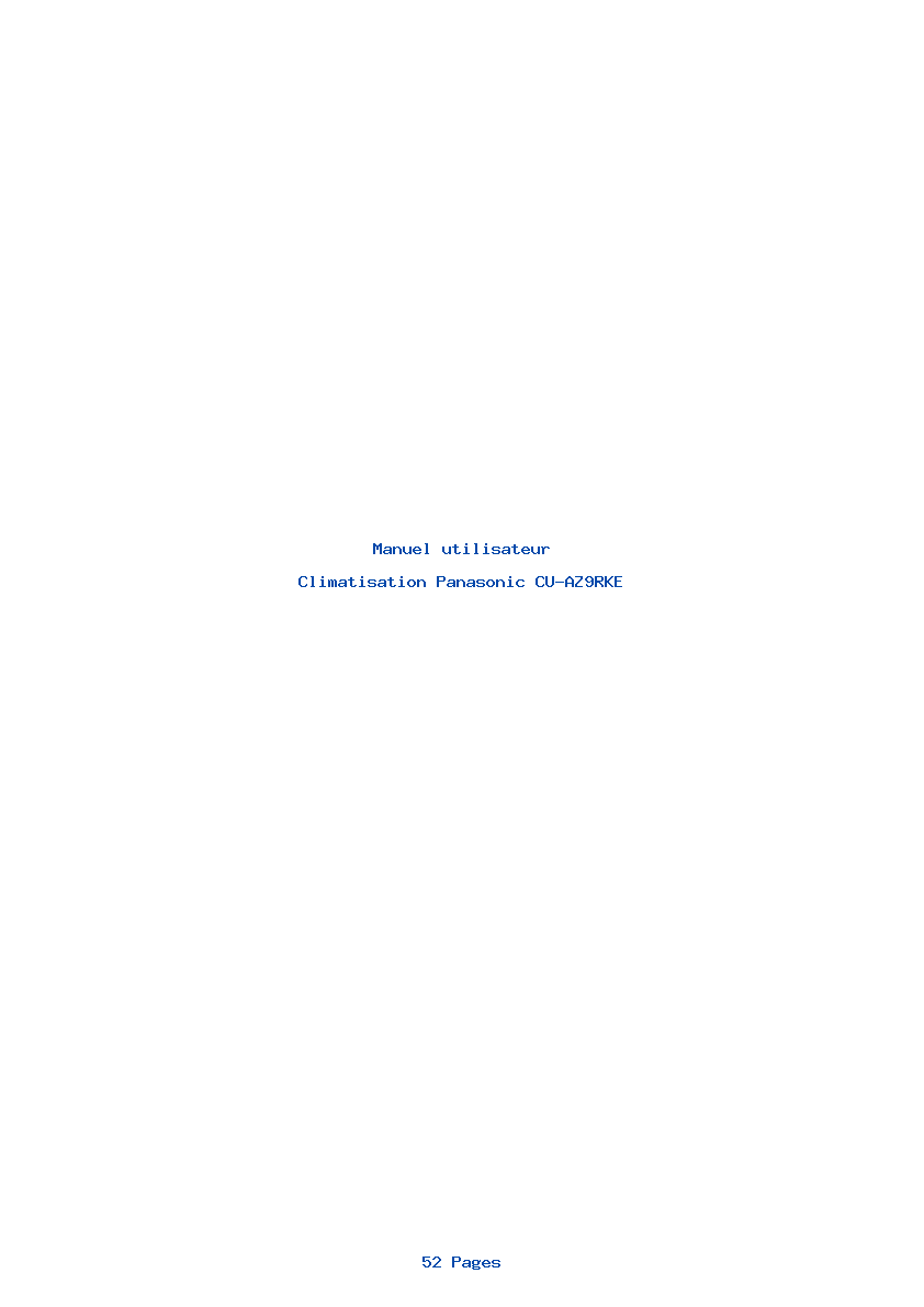 Page 1 de la notice Manuel utilisateur Panasonic CU-AZ9RKE