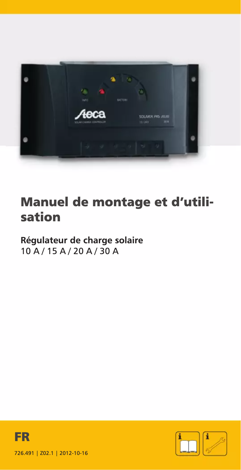 Page 1 de la notice Manuel utilisateur Steca Solarix PRS 1515