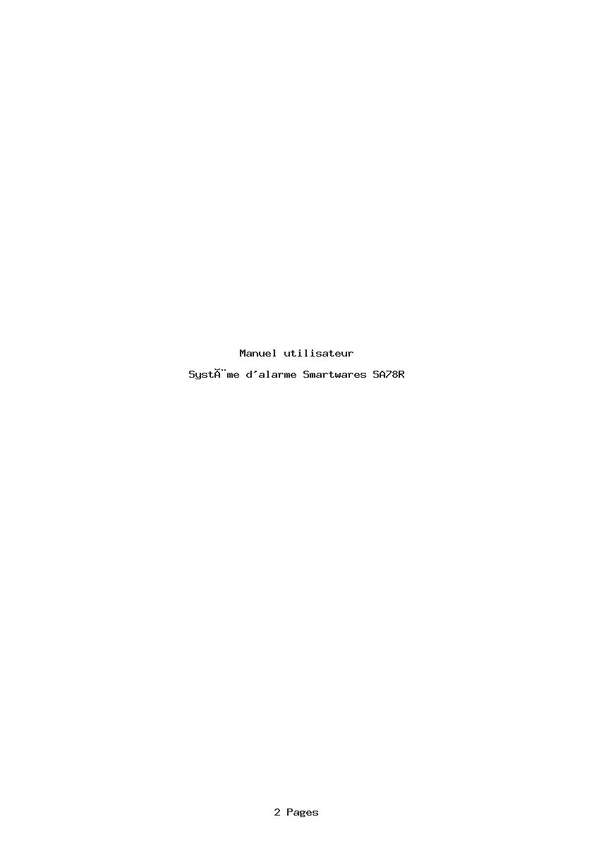 Page 1 de la notice Manuel utilisateur Smartwares SA78R