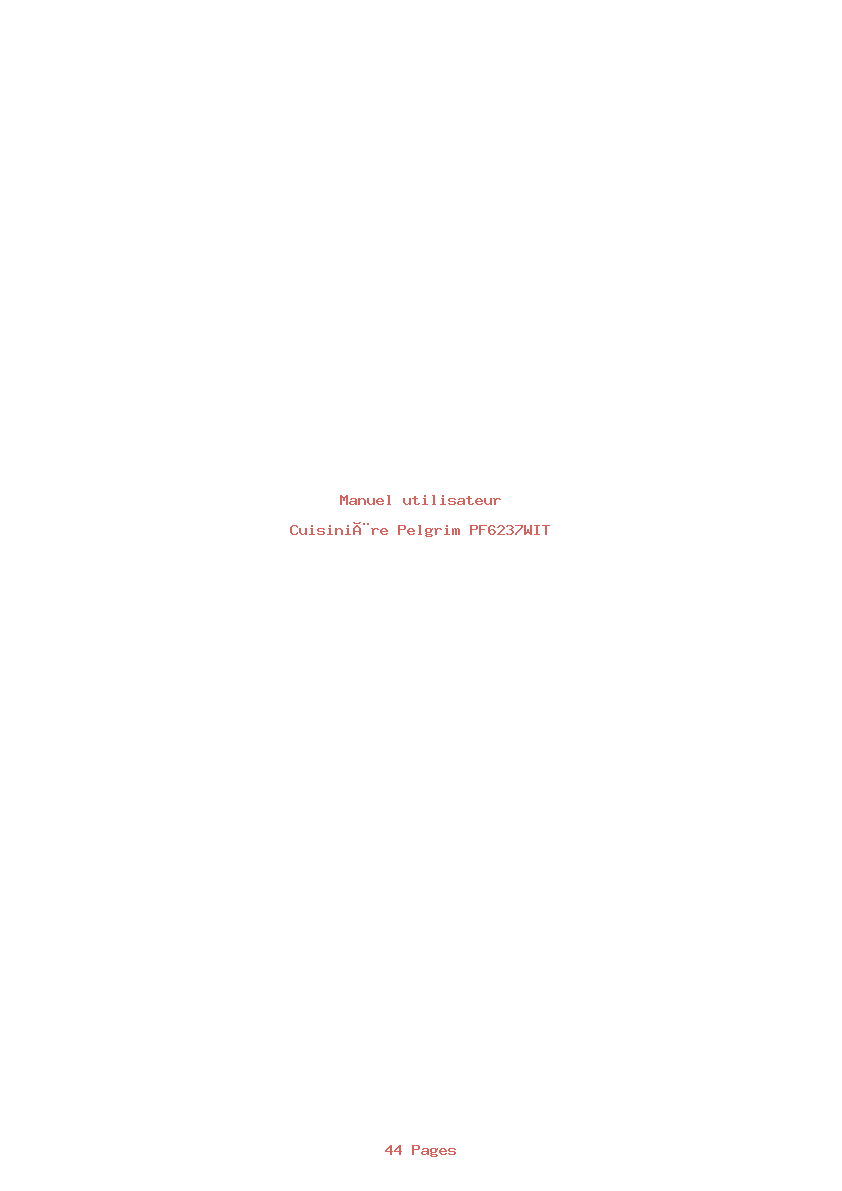 Page 1 de la notice Manuel utilisateur Pelgrim PF6237WIT