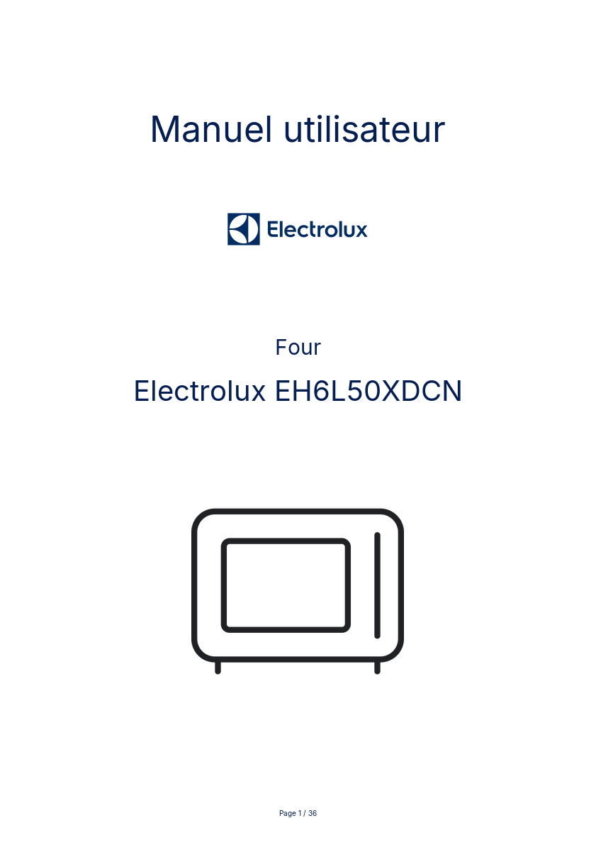 Page 1 de la notice Manuel utilisateur Electrolux EH6L50XDCN