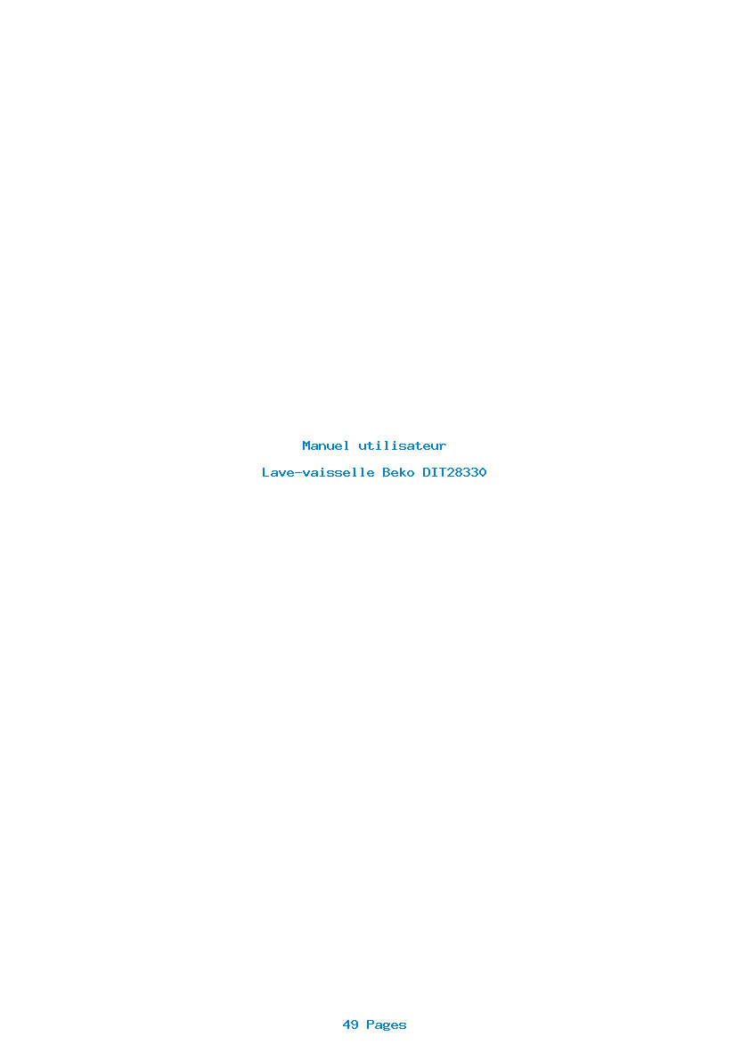 Page 1 de la notice Manuel utilisateur Beko DIT28330