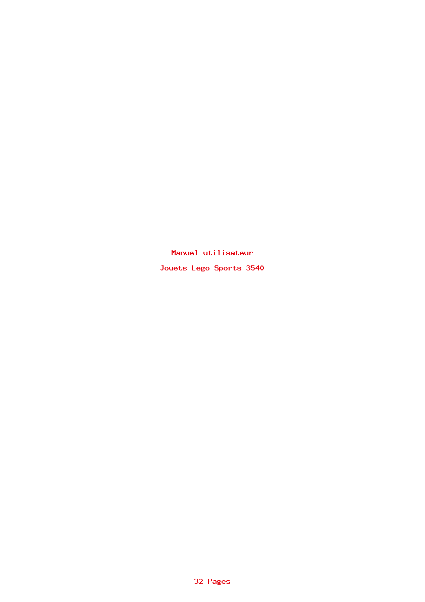 Page 1 de la notice Manuel utilisateur Lego Sports 3540