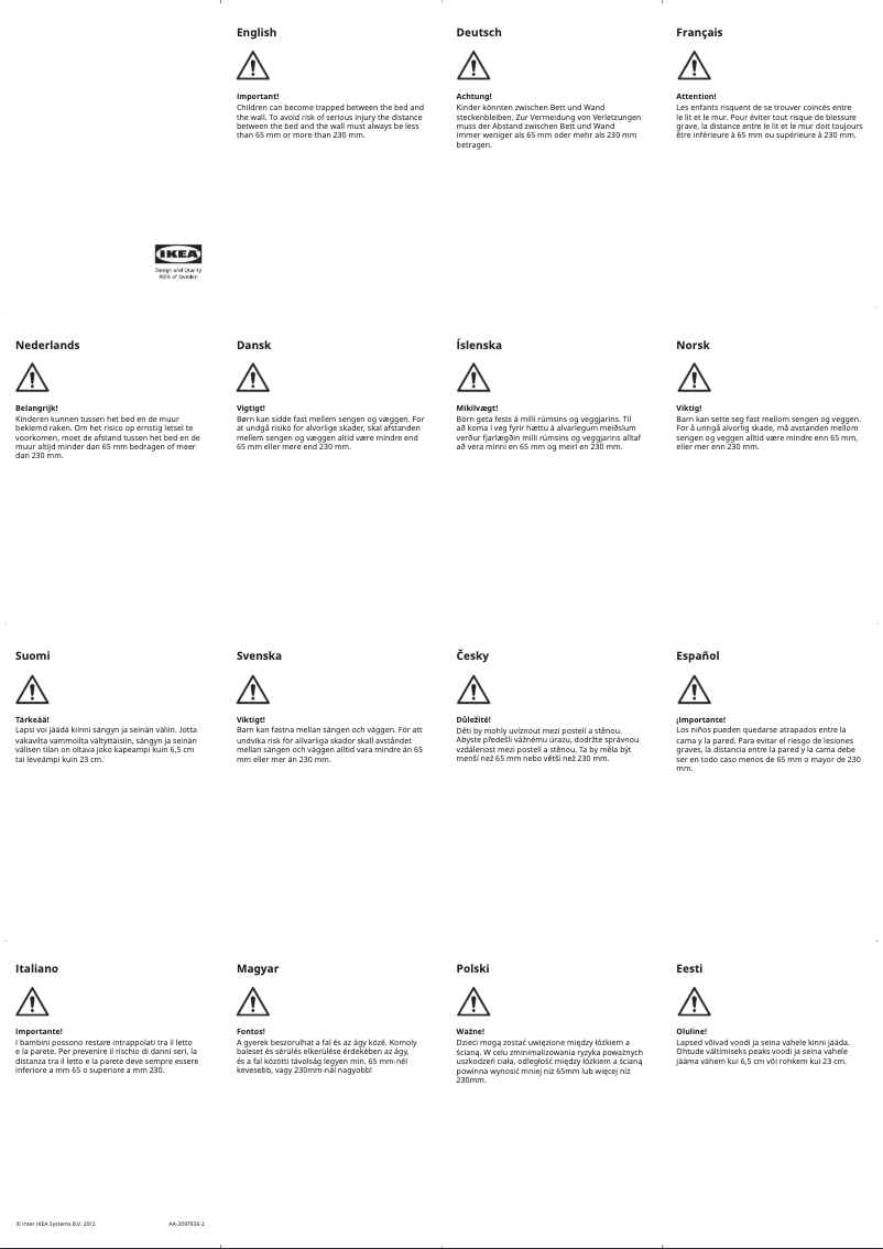 Page 1 de la notice Manuel utilisateur Ikea BUSUNGE 703.057.00