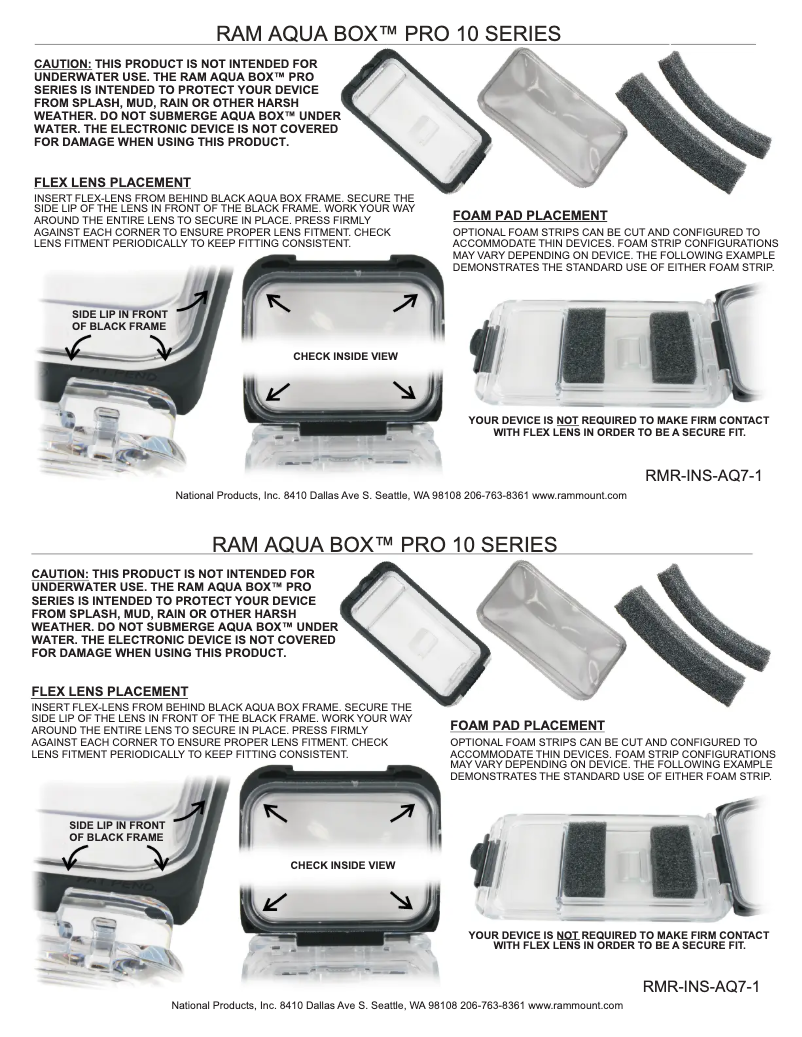 Página 1 del manual Manual de usuario RAM Mounts Aqua Box RAM-HOL-AQ7-1U