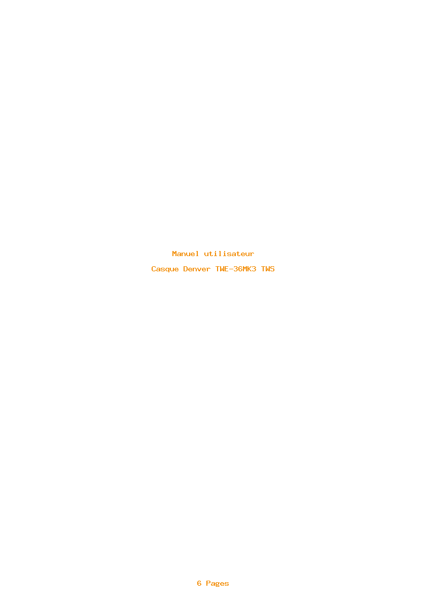 Page 1 de la notice Manuel utilisateur Denver TWE-36MK3 TWS
