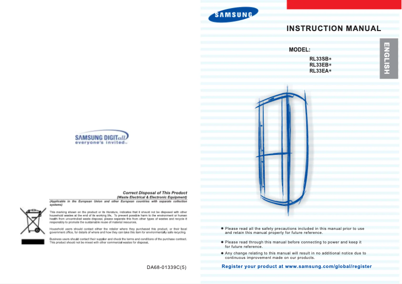 Page 1 de la notice Manuel utilisateur Samsung RL33SBMS