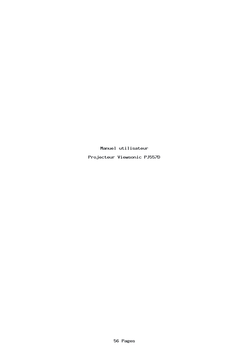 Page 1 de la notice Manuel utilisateur Viewsonic PJ557D