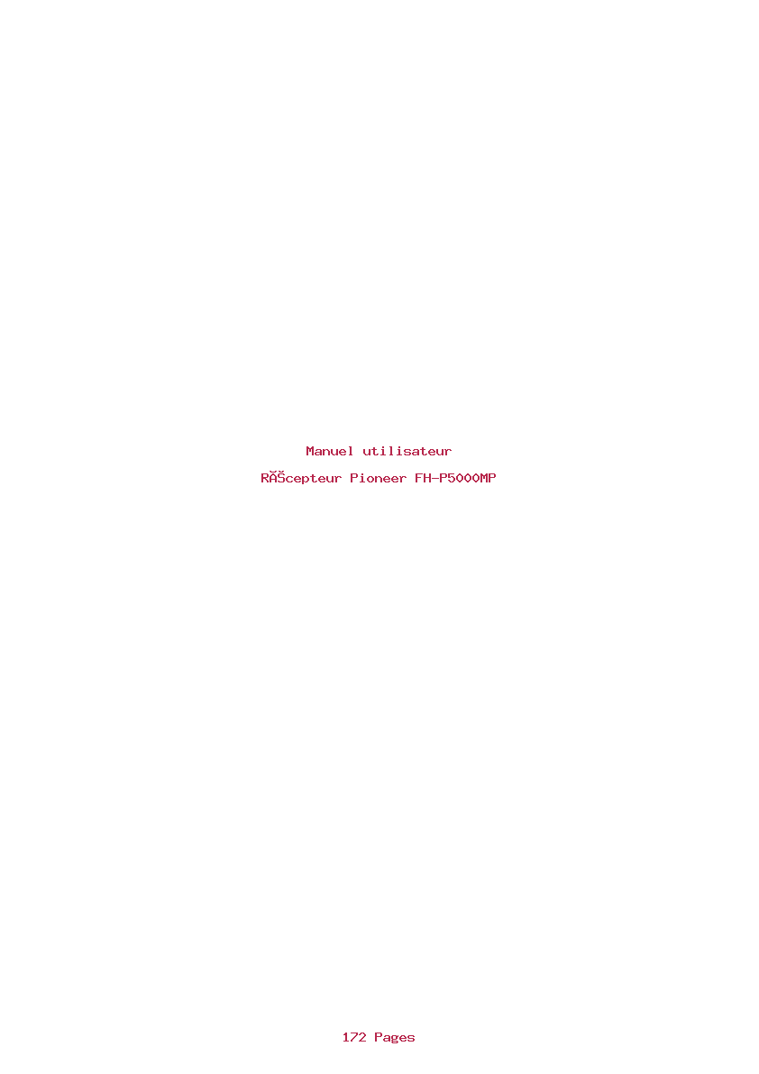 Page 1 de la notice Manuel utilisateur Pioneer FH-P5000MP