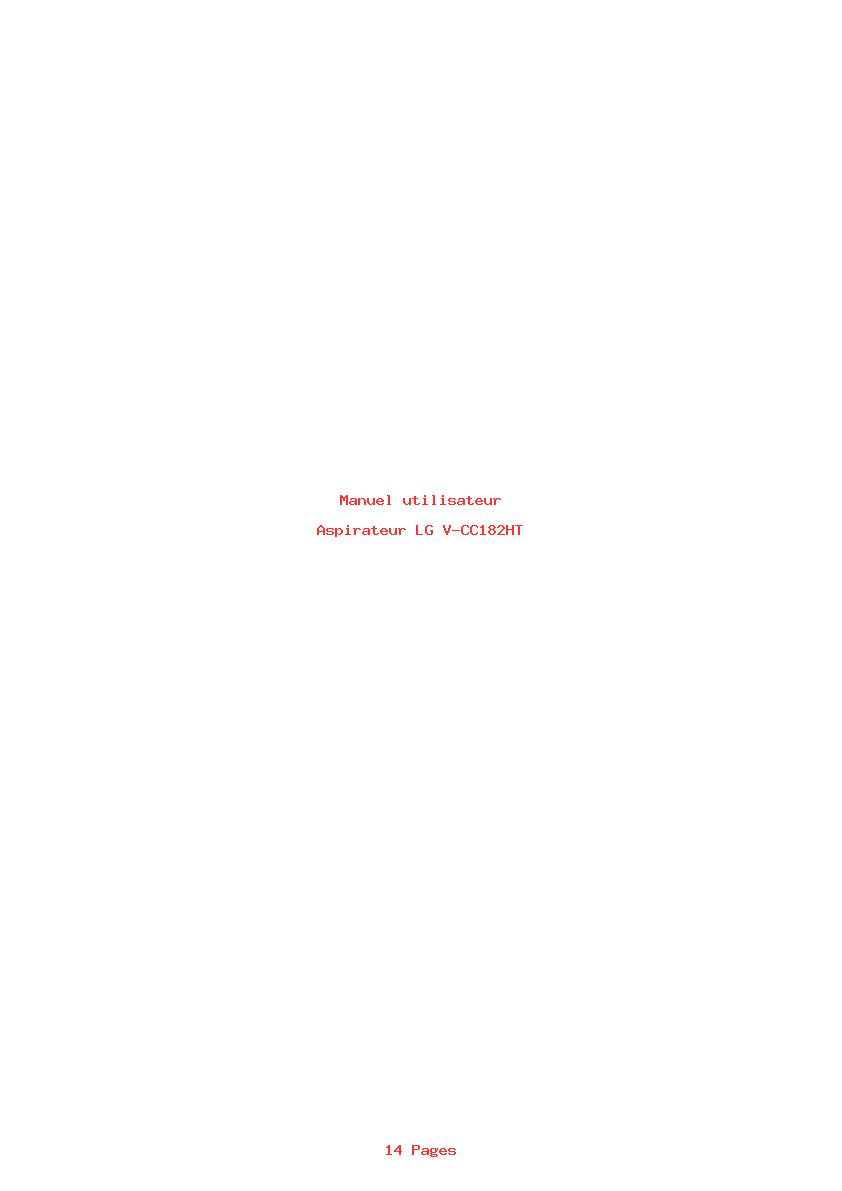 Page 1 de la notice Manuel utilisateur LG V-CC182HT