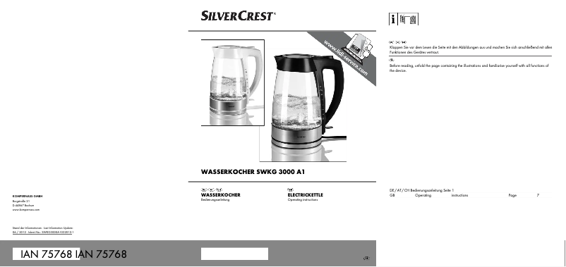 Page 1 de la notice Manuel utilisateur SilverCrest SWKG 3000 A1