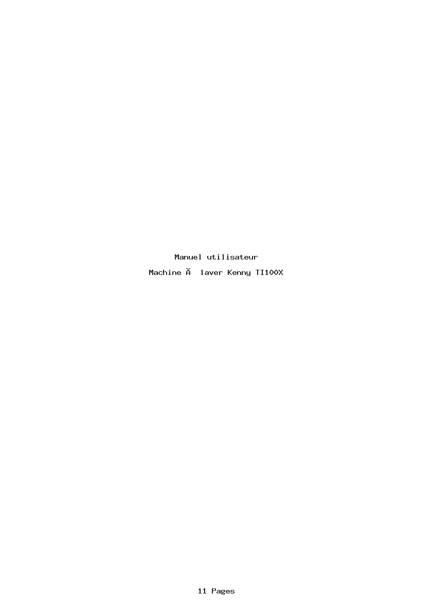 Page 1 de la notice Manuel utilisateur Kenny TI100X