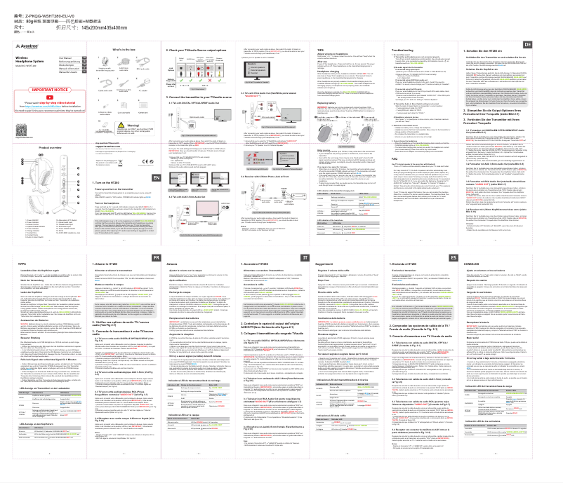 Page 1 of the manual User Manual Avantree WSHT-280