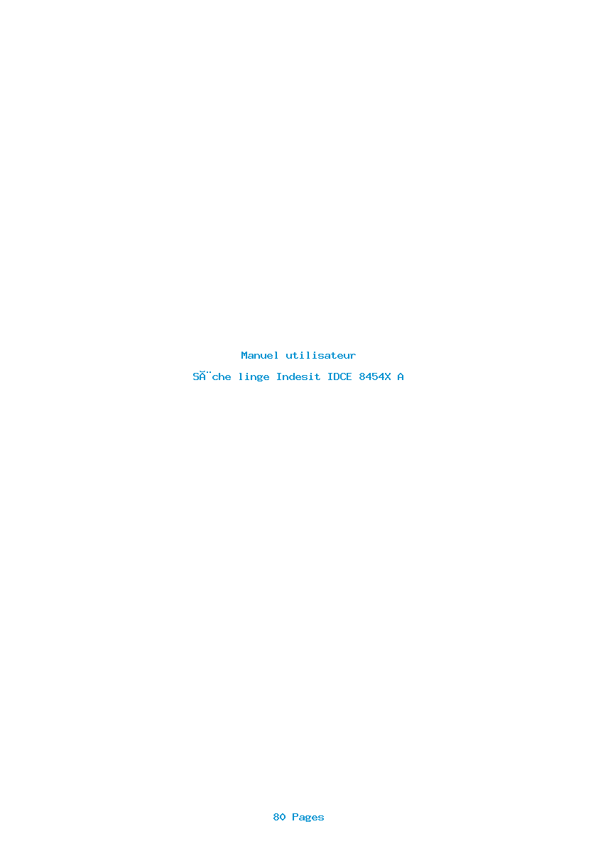Page 1 de la notice Manuel utilisateur Indesit IDCE 8454X A
