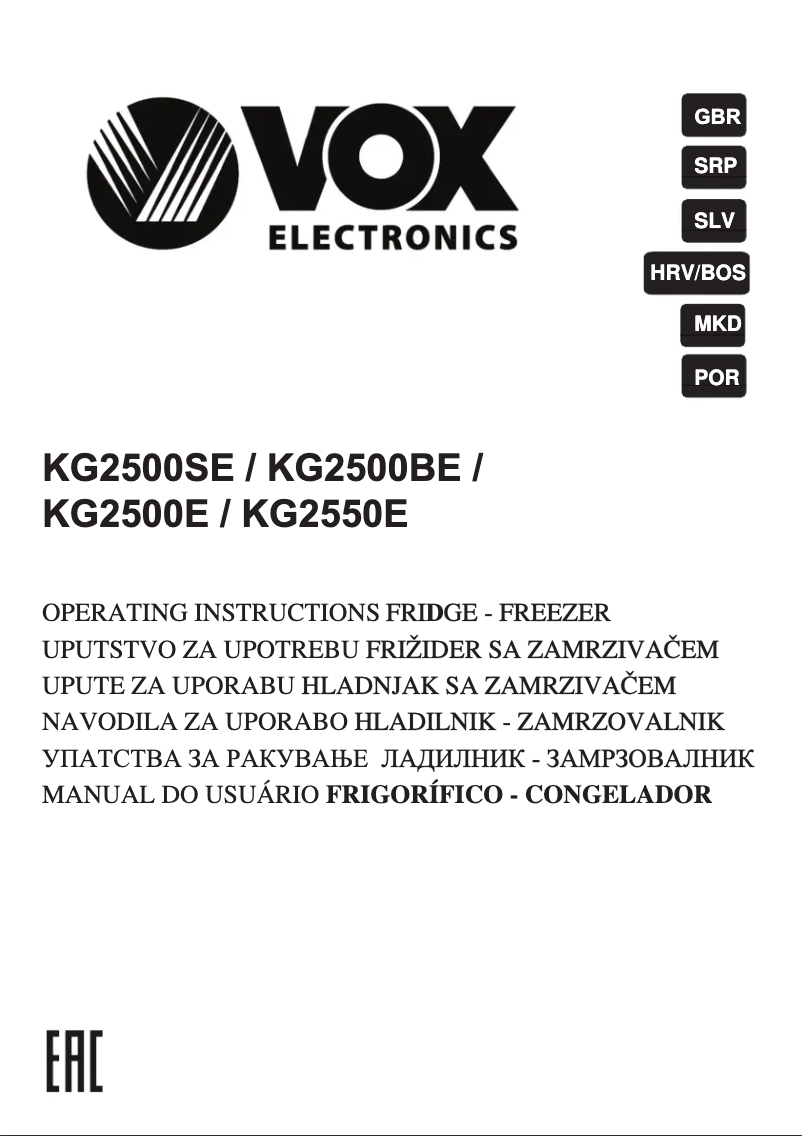 Página 1 del manual Manual de usuario VOX KG 2500 E