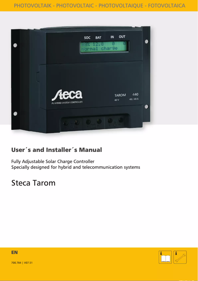Page 1 de la notice Manuel utilisateur Steca Tarom 440