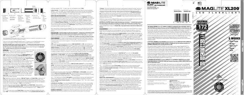 Page 1 de la notice Manuel utilisateur Maglite XL200