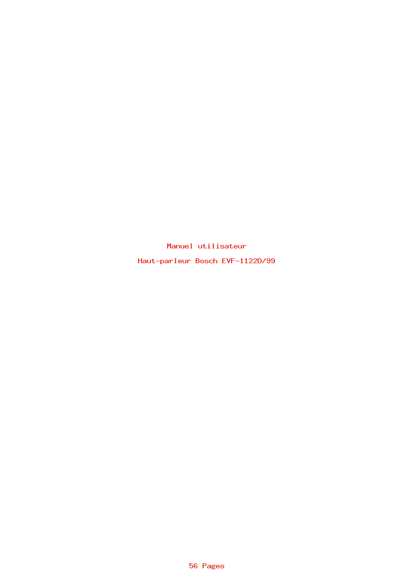 Page 1 de la notice Manuel utilisateur Bosch EVF-1122D/99