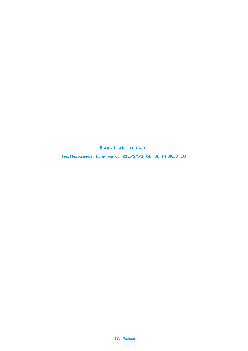 Page 1 de la notice Manuel utilisateur Blaupunkt 215/207I-GB-3B-FHBKDU-EU