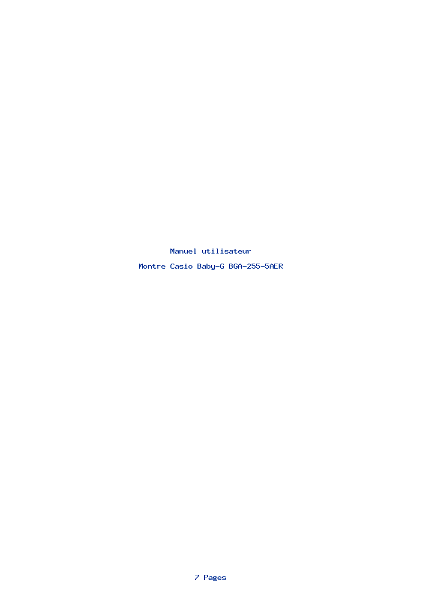 Page 1 de la notice Manuel utilisateur Casio Baby-G BGA-255-5AER