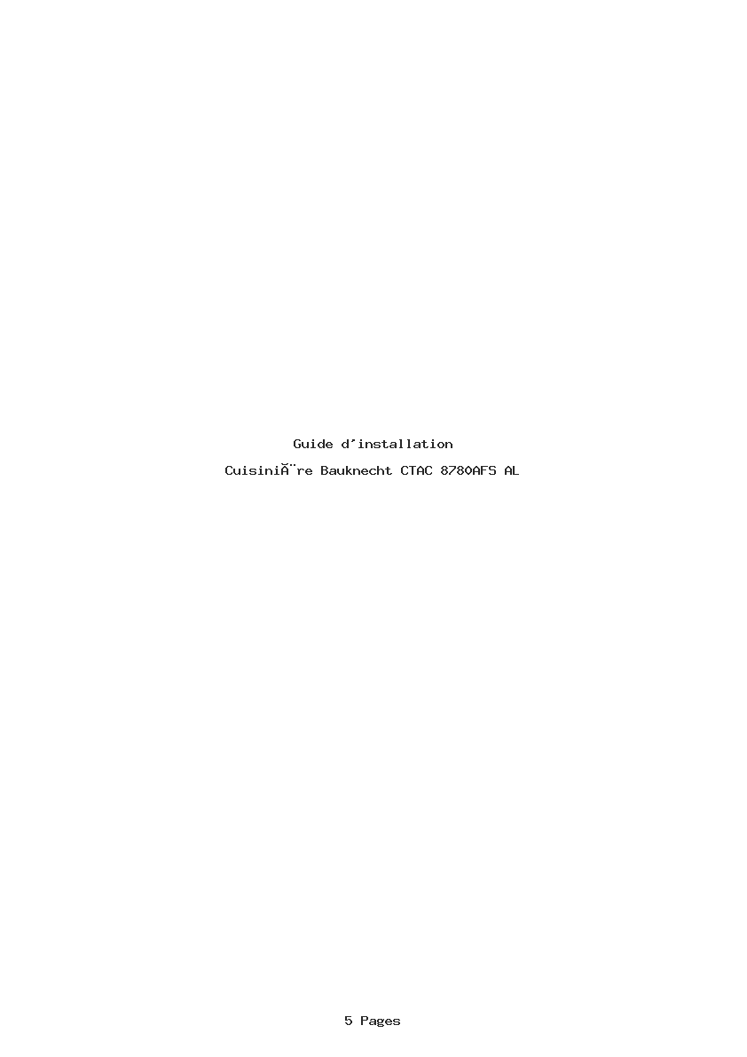 Page 1 de la notice Guide d'installation Bauknecht CTAC 8780AFS AL