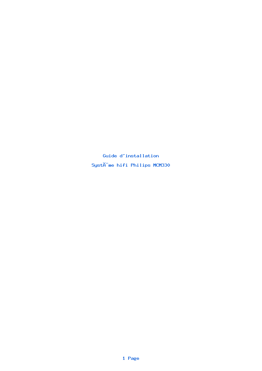 Page 1 de la notice Guide d'installation Philips MCM330