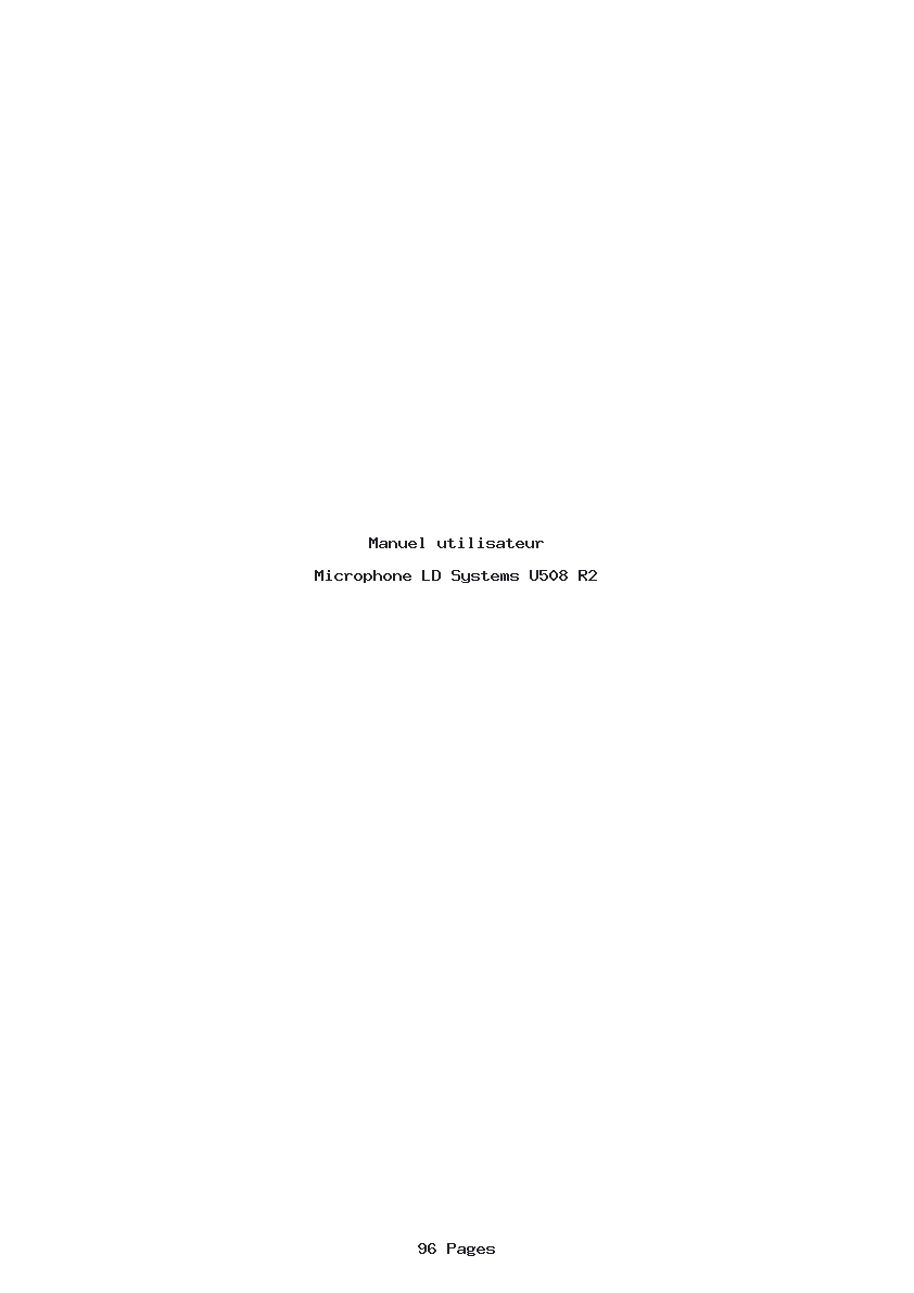 Page 1 de la notice Manuel utilisateur LD Systems U508 R2