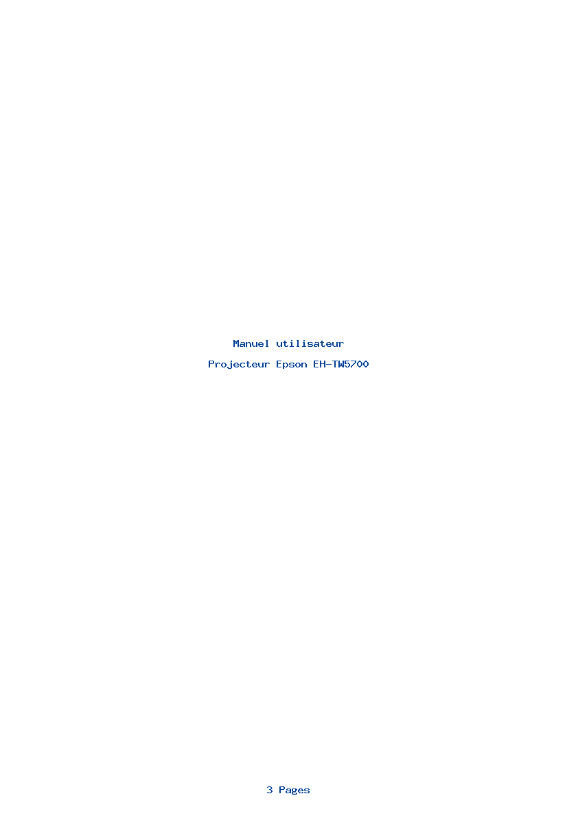 Page 1 de la notice Manuel utilisateur Epson EH-TW5700