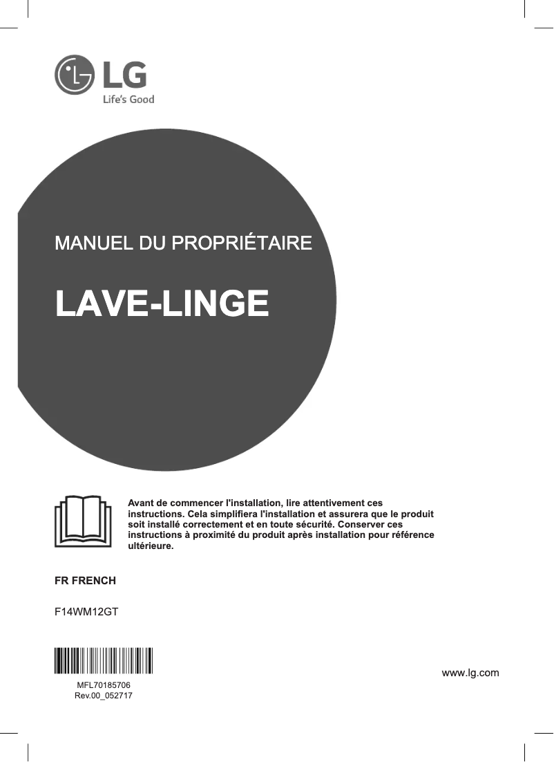 Page 1 de la notice Manuel utilisateur LG F14WM12GT