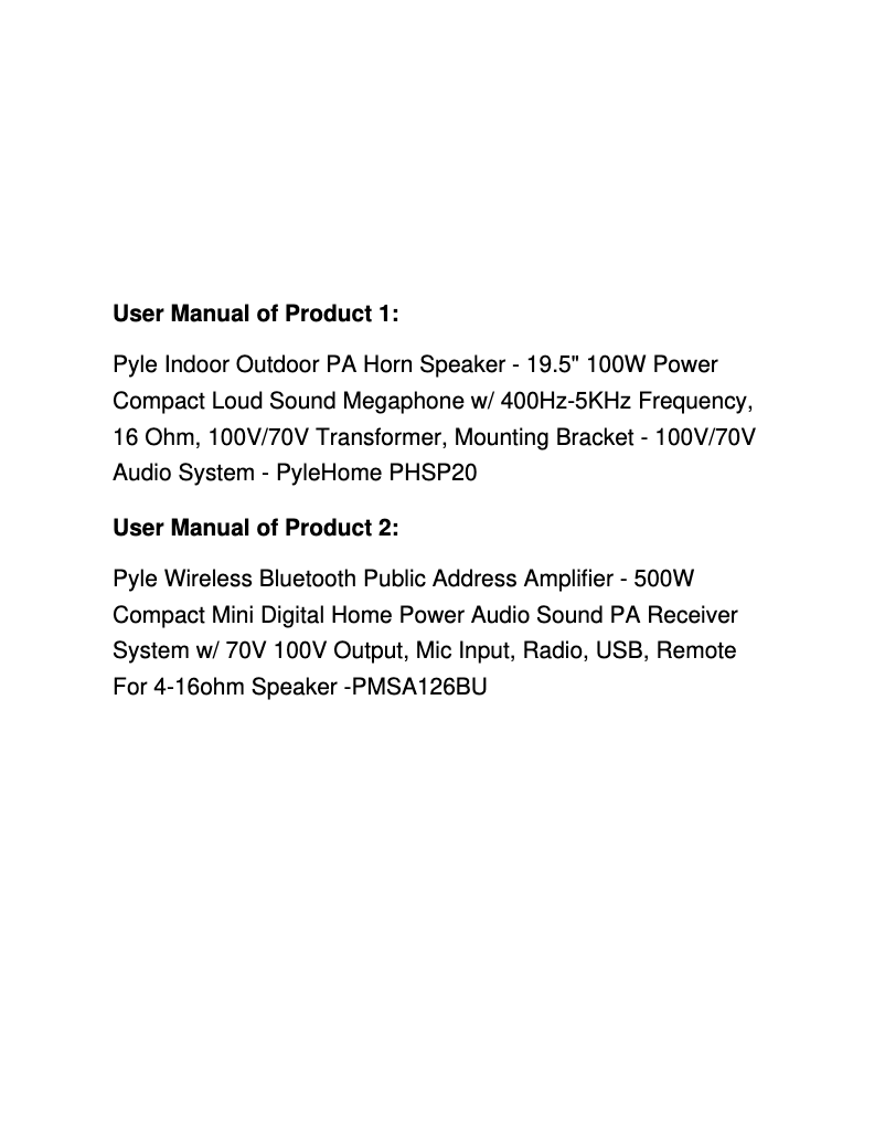 Página 1 del manual Manual de usuario Pyle PHSP20
