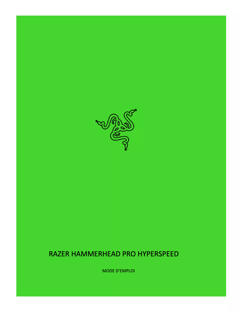 Page 1 de la notice Manuel utilisateur Razer Hammerhead Pro HyperSpeed