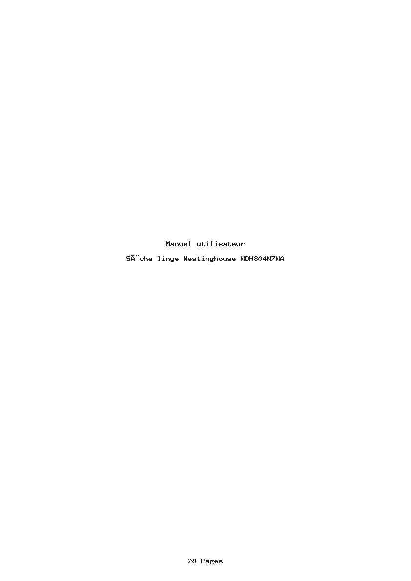 Page 1 de la notice Manuel utilisateur Westinghouse WDH804N7WA