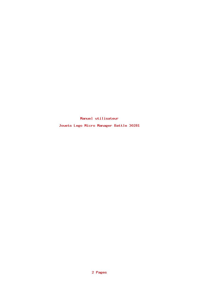 Page 1 de la notice Manuel utilisateur Lego Micro Manager Battle 30281