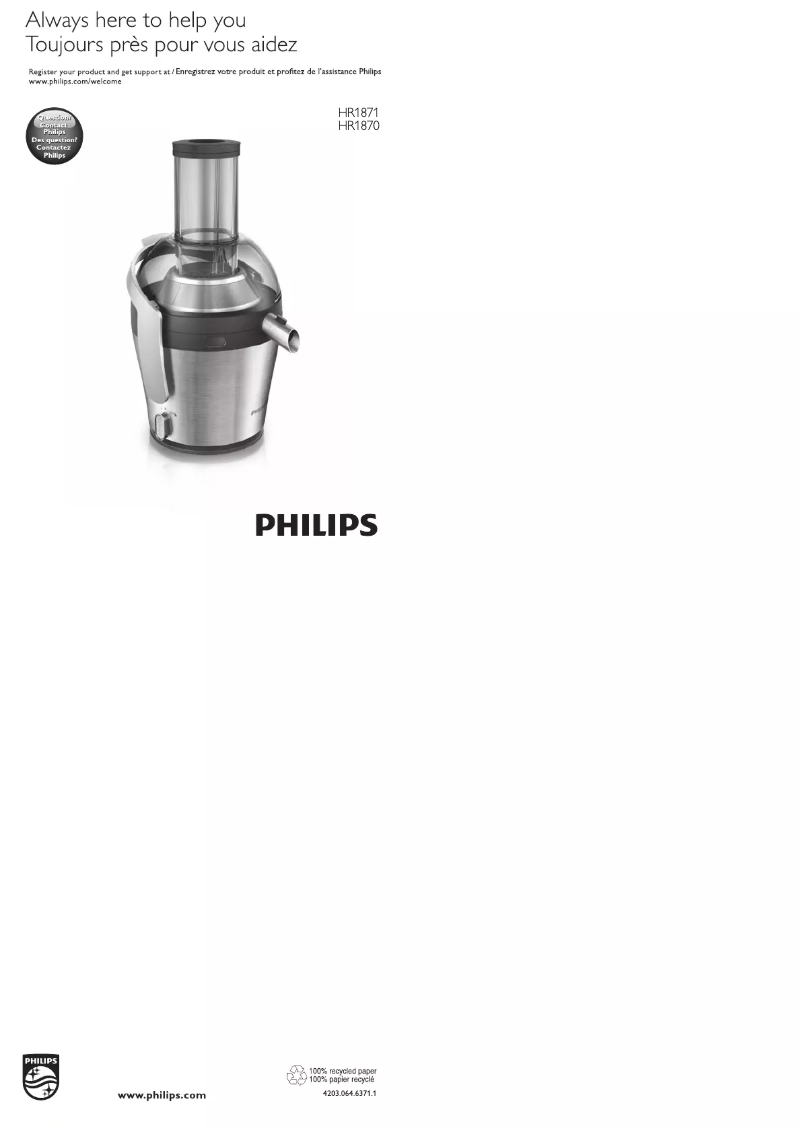 Página 1 del manual Manual de usuario Philips Avance Collection HR1870