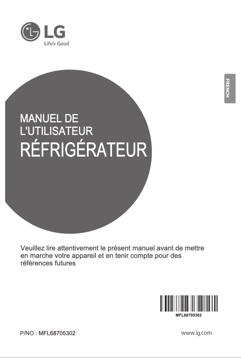 Page 1 de la notice Manuel utilisateur LG GR-B315RLTG