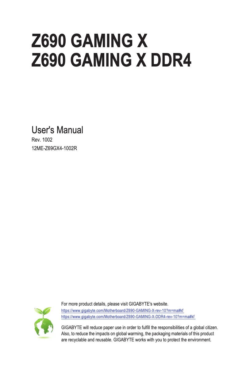 Página 1 del manual Manual de usuario Gigabyte Z690 Gaming X