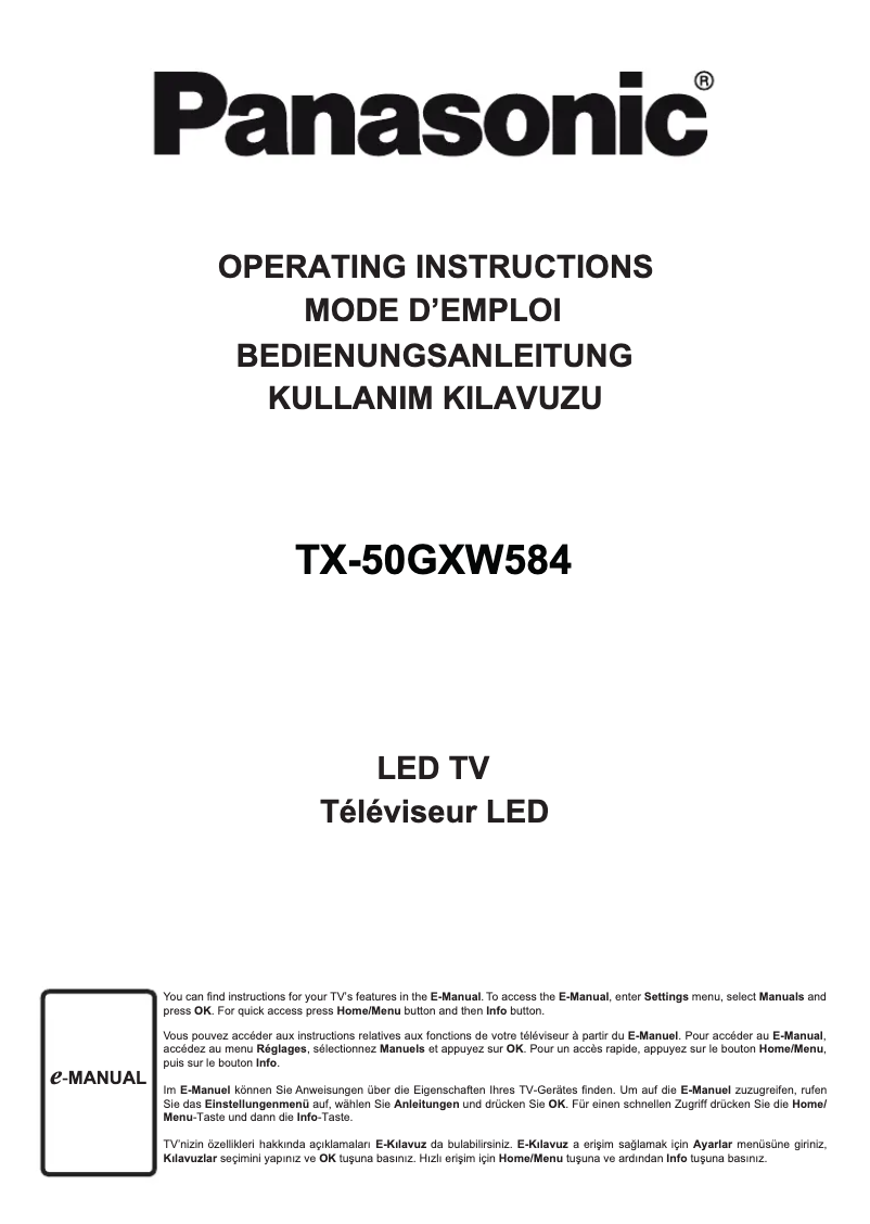 Page 1 de la notice Manuel utilisateur Panasonic TX-50GXW584