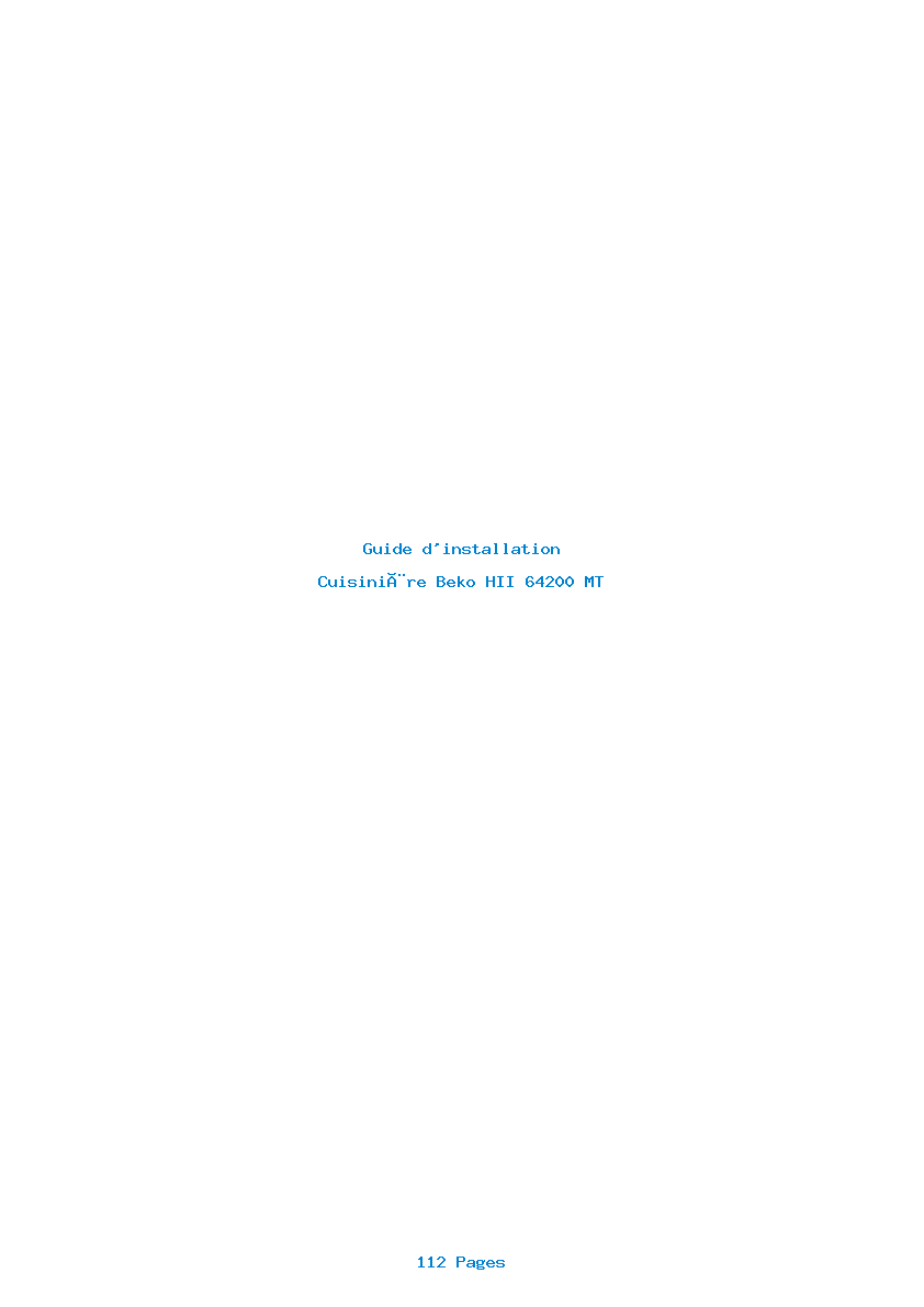 Page 1 de la notice Guide d'installation Beko HII 64200 MT