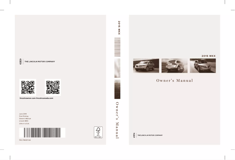 Page 1 de la notice Manuel utilisateur Lincoln MKX (2015)