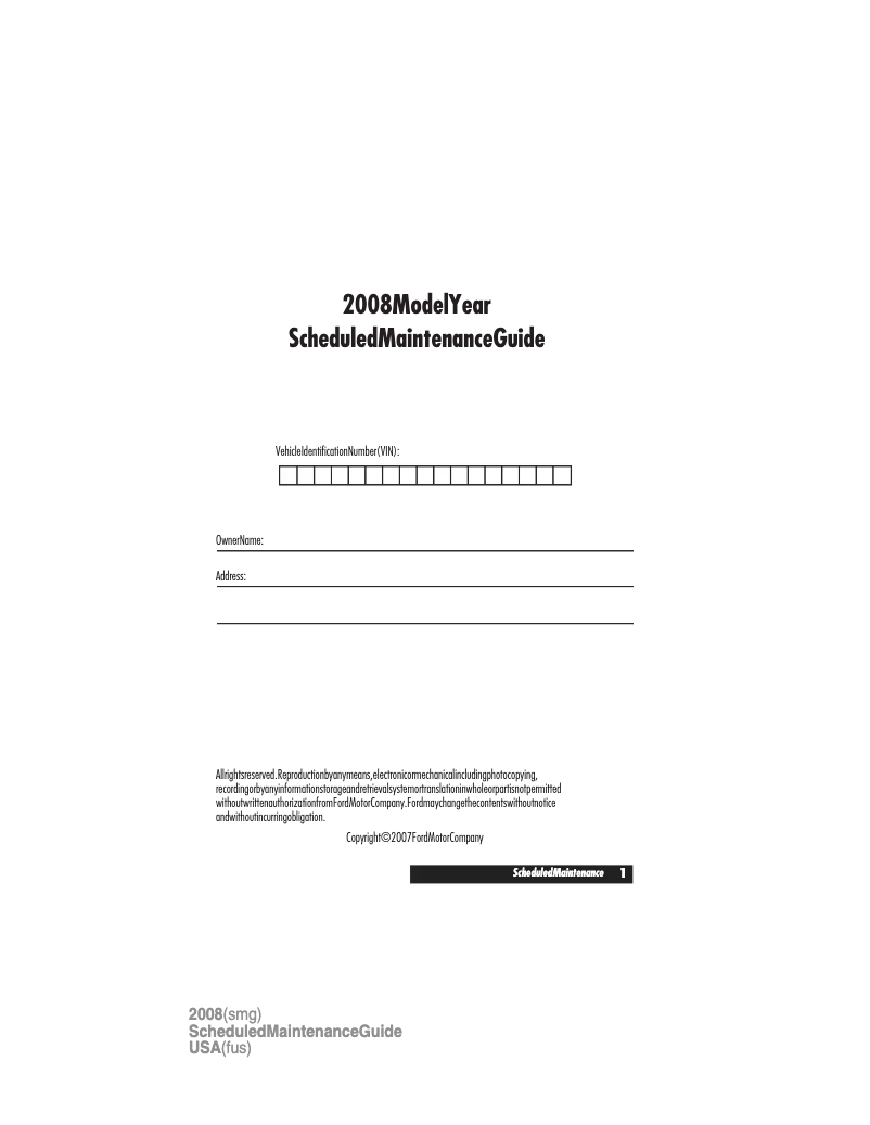 Page 1 de la notice Manuel d'utilisation et d'entretien Ford Expedition (2008)