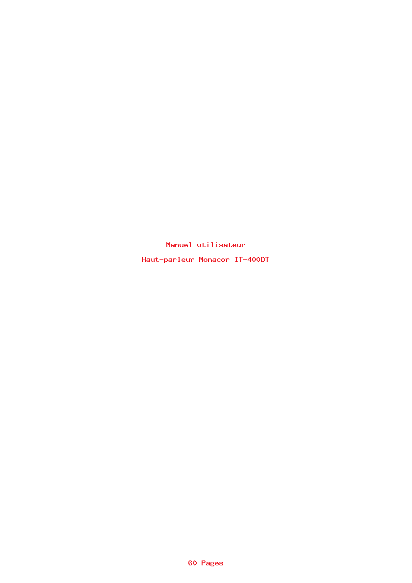 Page 1 de la notice Manuel utilisateur Monacor IT-400DT