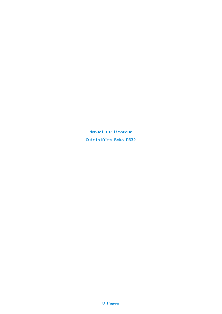 Page 1 de la notice Manuel utilisateur Beko D532