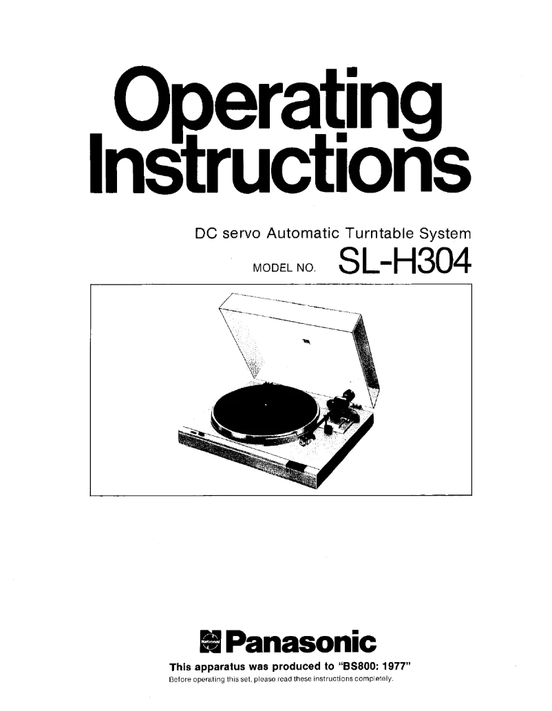Page 1 de la notice Manuel utilisateur Panasonic SL-H304