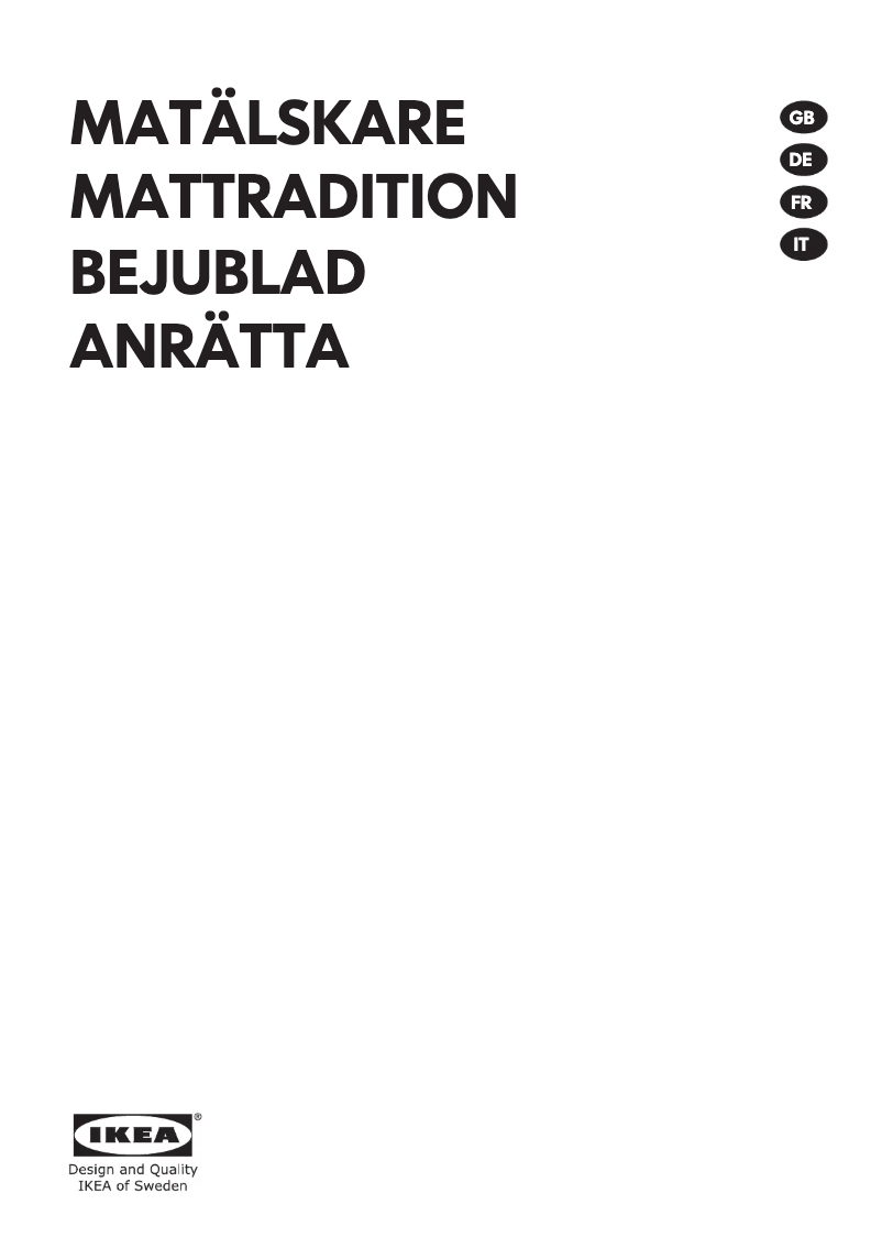 Page 1 de la notice Manuel utilisateur Ikea MATTRADITION 704.118.71