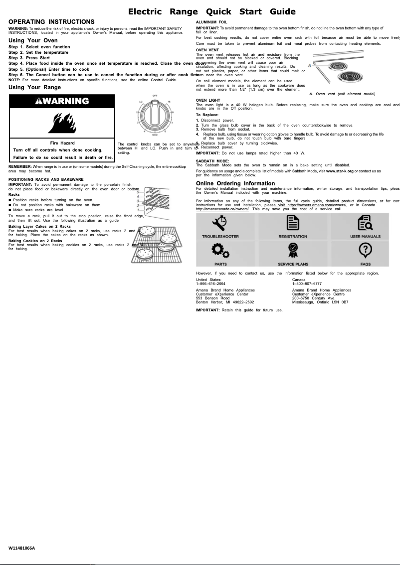 Page 1 de la notice Guide de démarrage rapide Amana ACR4503SFB