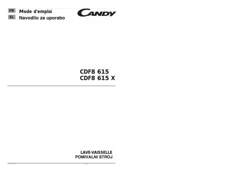 Page 1 of the manual User Manual Candy CDF8 615/1-S