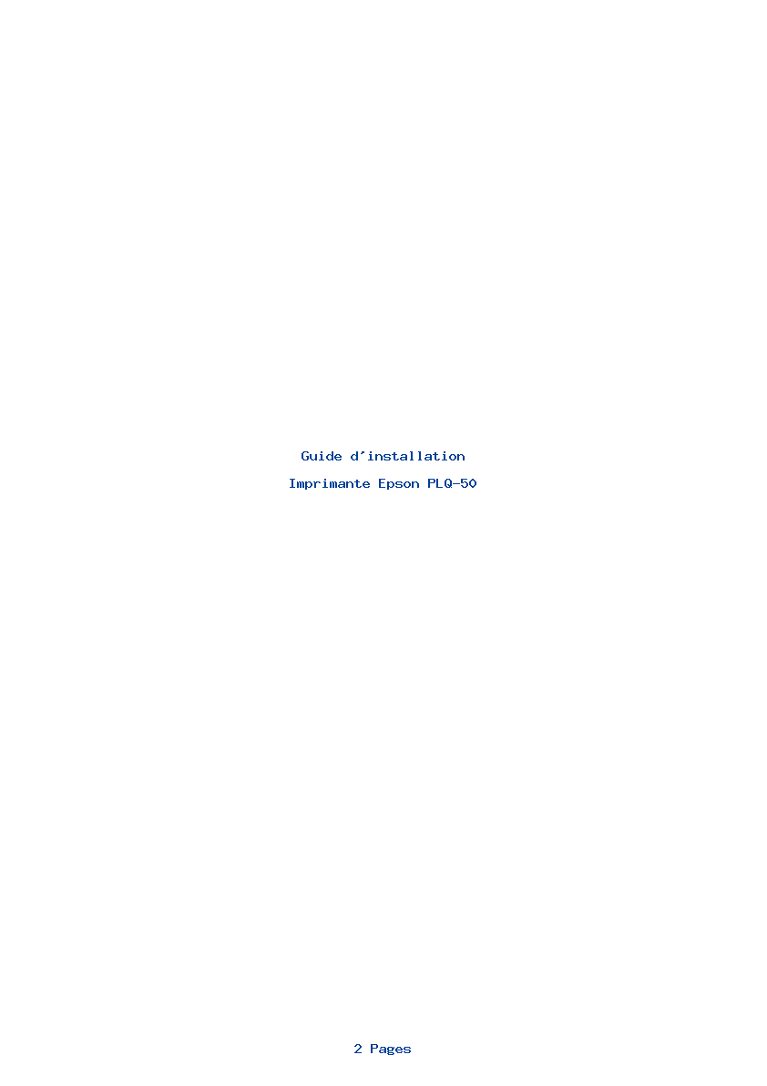 Page 1 de la notice Guide d'installation Epson PLQ-50