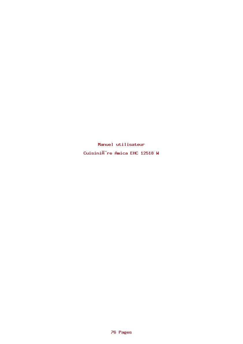 Page 1 de la notice Manuel utilisateur Amica EHC 12518 W
