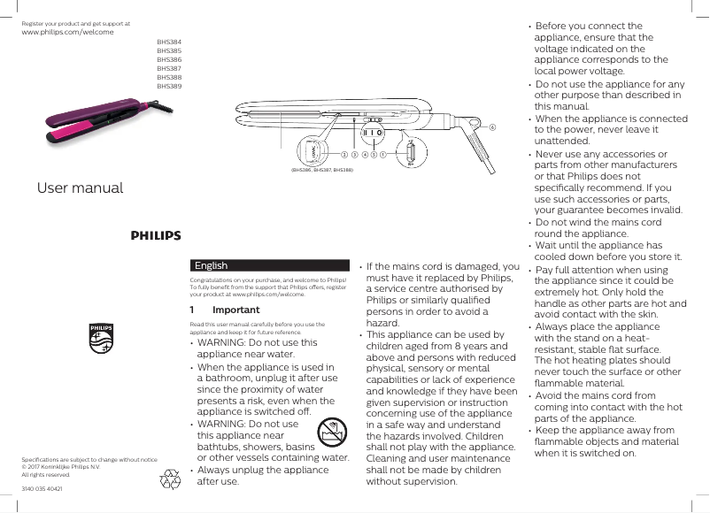 Página 1 del manual Manual de usuario Philips BHS384